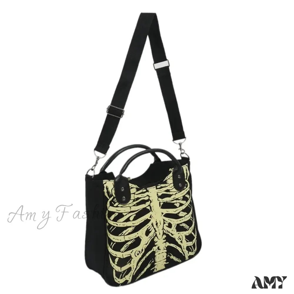 Punk Skeleton Designer Rock Fashion Bag Gothic Skulls Female Luminous Crossbody Bones Casual