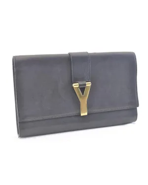 SAINT LAURENT Black Leather Clutch Bag