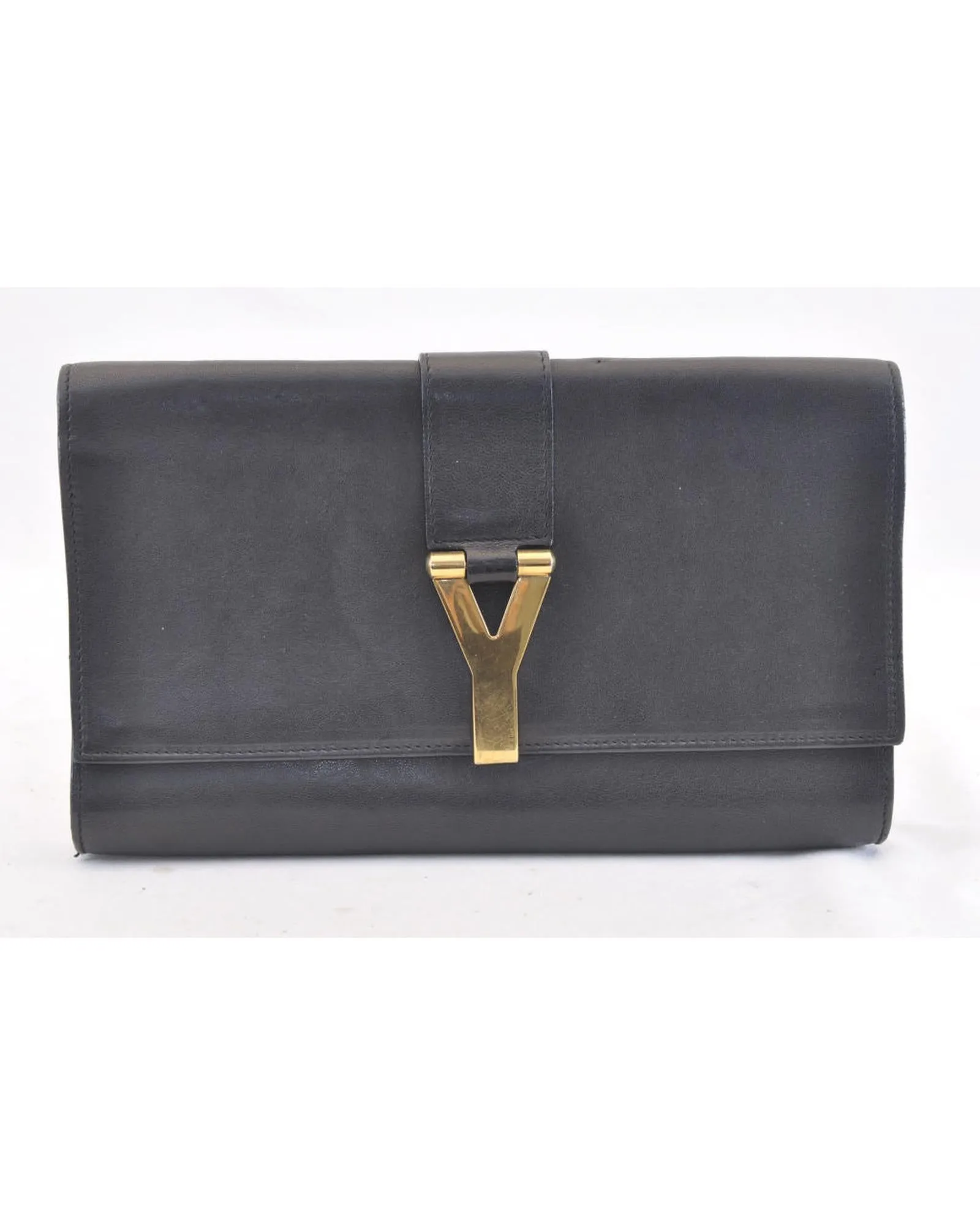 SAINT LAURENT Black Leather Clutch Bag