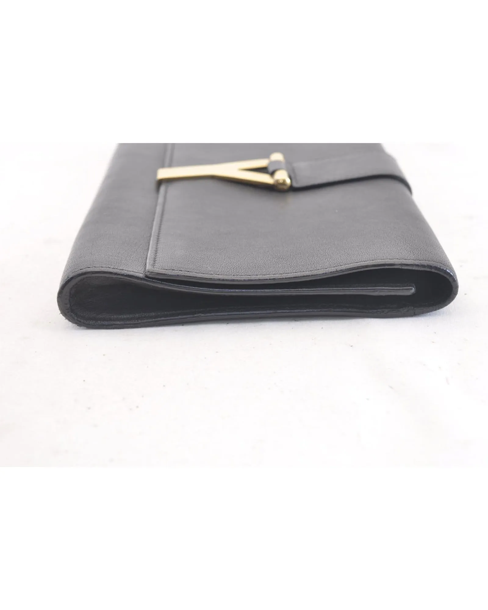 SAINT LAURENT Black Leather Clutch Bag