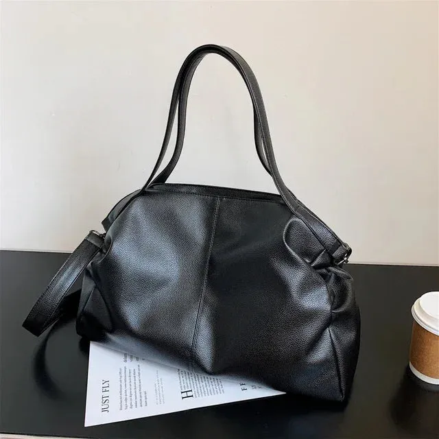 Sohiwoo Large Roomy Shopper Tote Shoulder Leather Bag Women Hobo Ladies Handbag Black Travel Quality Crossbody Bags For Bag Bag Big Soft