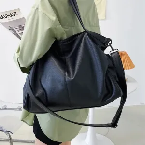 Sohiwoo Large Roomy Shopper Tote Shoulder Leather Bag Women Hobo Ladies Handbag Black Travel Quality Crossbody Bags For Bag Bag Big Soft