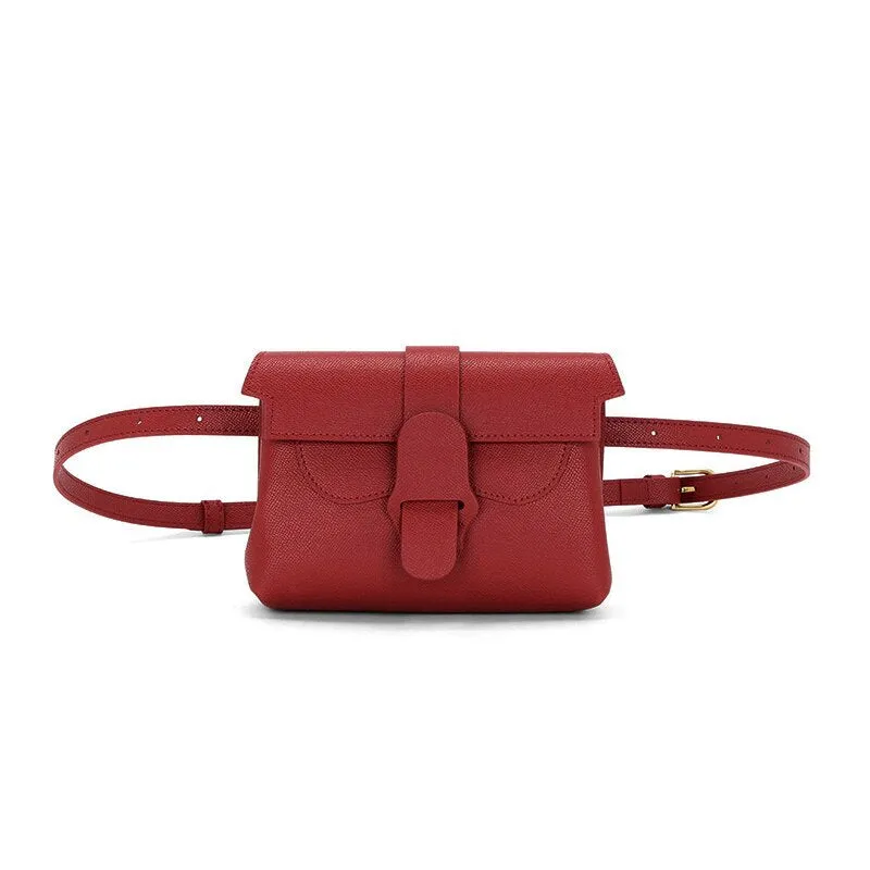 Stylish leather waist bag women Retro Messenger bag leather breast bag