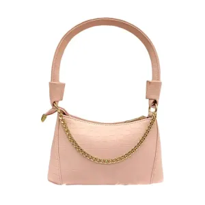 Stylish Pink Vegan Leather Self Pattern Sling Bags For Women