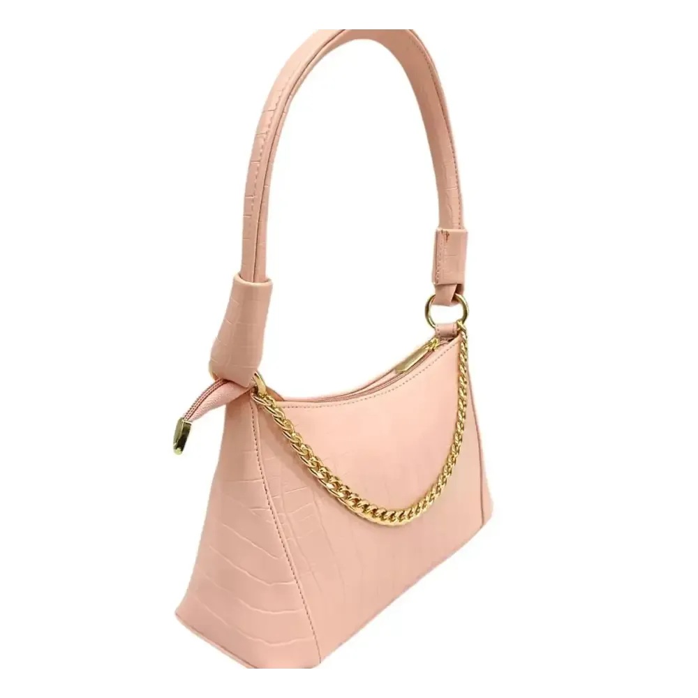 Stylish Pink Vegan Leather Self Pattern Sling Bags For Women