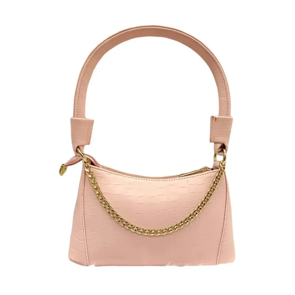 Stylish Pink Vegan Leather Self Pattern Sling Bags For Women