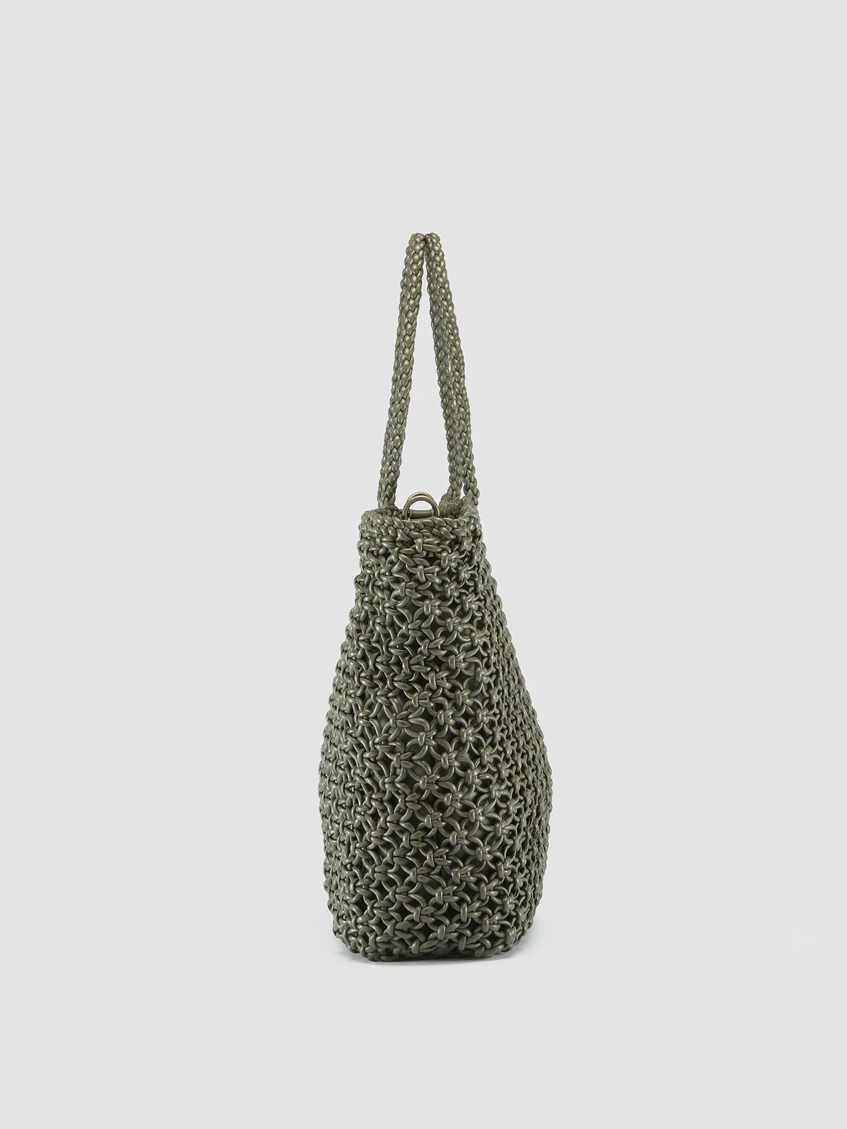 SUSAN 02 Macramè -  Green Leather tote bag