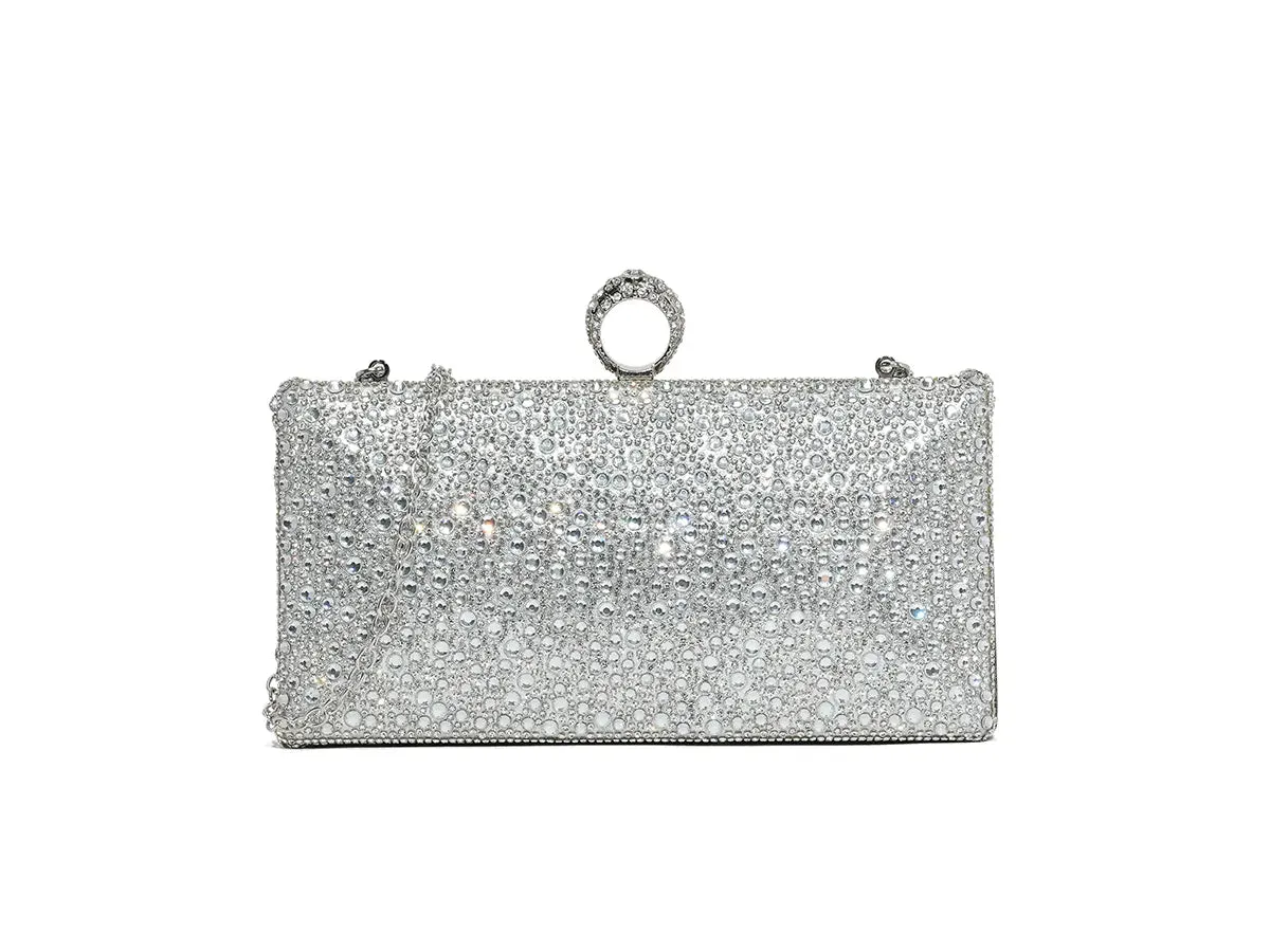 TOVA SMALL CLUTCH DIAMANTE BAG IN SILVER