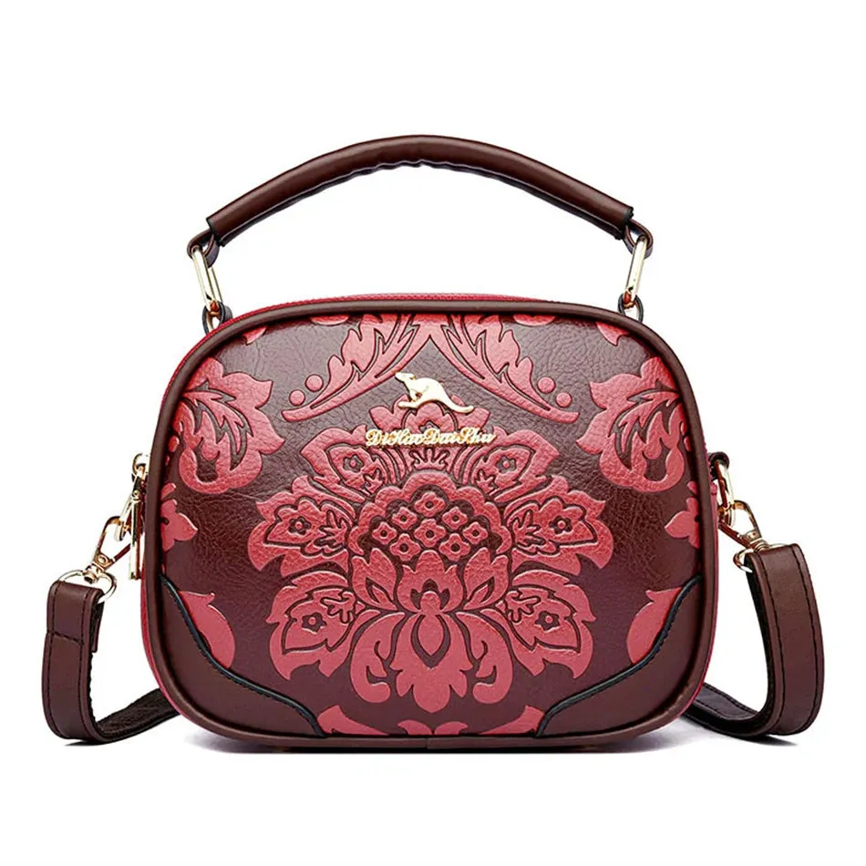 VANDERWAH Luxury Floral Print Crossbody Bag - Stylish PU Leather Handbag.