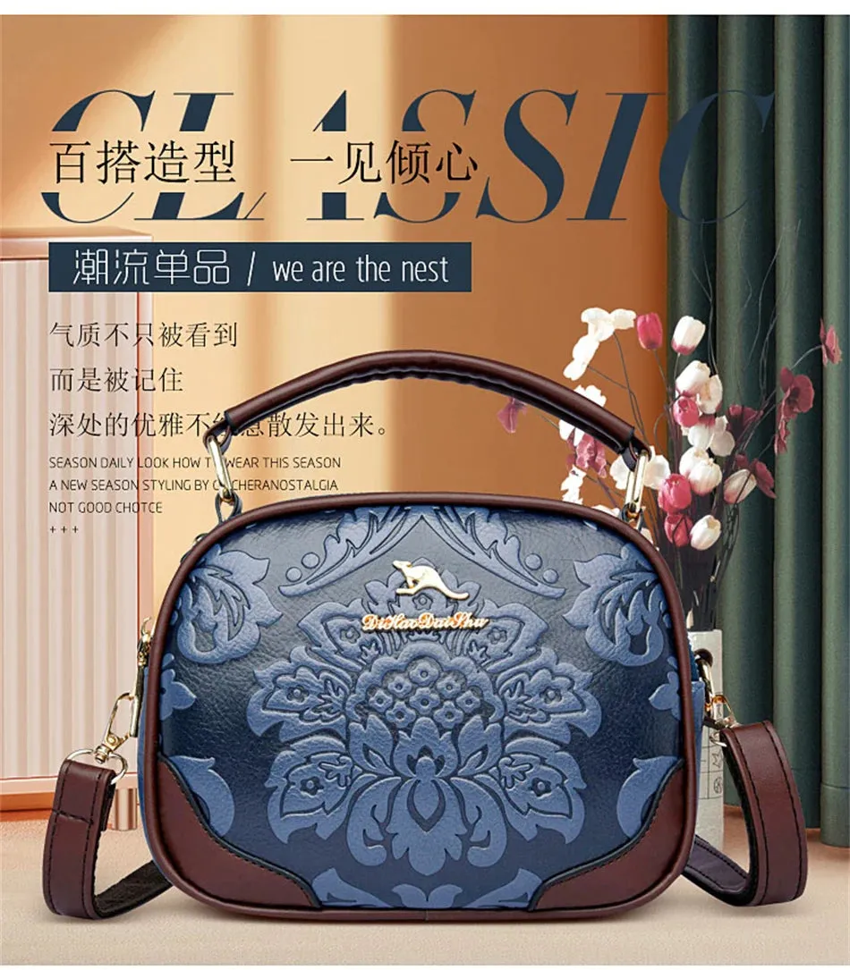 VANDERWAH Luxury Floral Print Crossbody Bag - Stylish PU Leather Handbag.