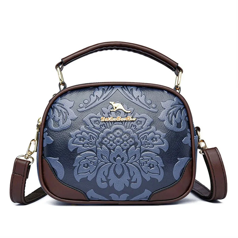 VANDERWAH Luxury Floral Print Crossbody Bag - Stylish PU Leather Handbag.