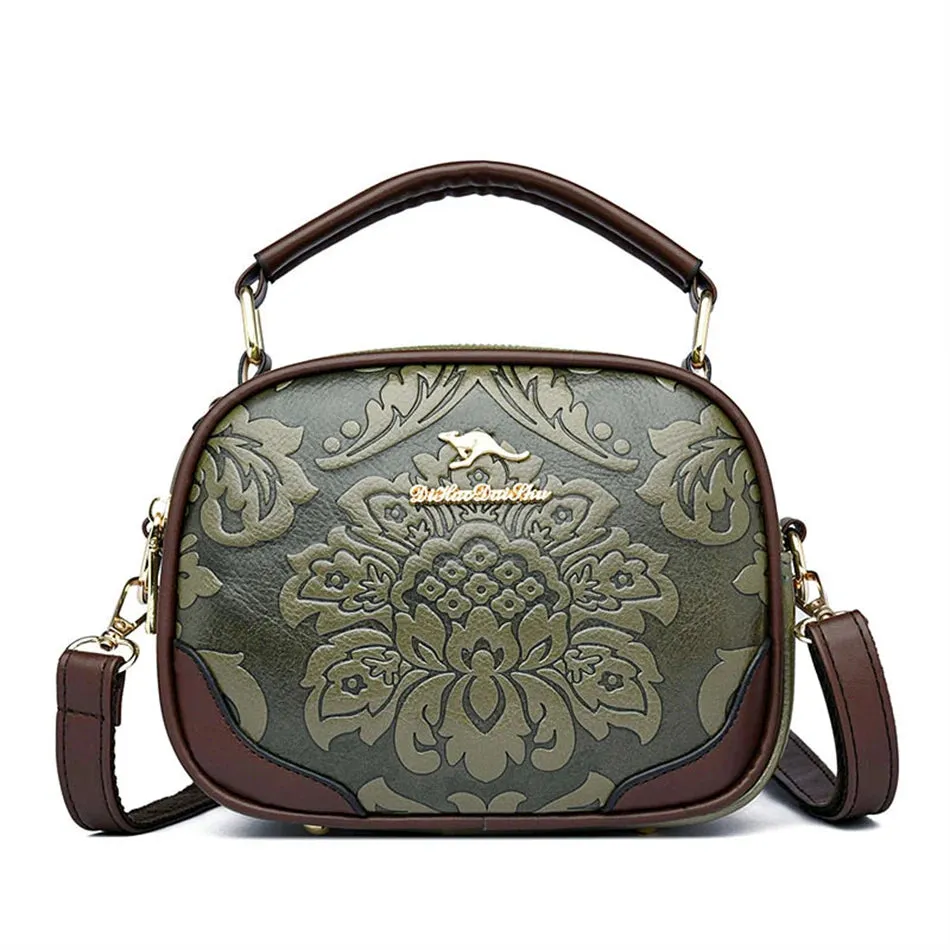 VANDERWAH Luxury Floral Print Crossbody Bag - Stylish PU Leather Handbag.