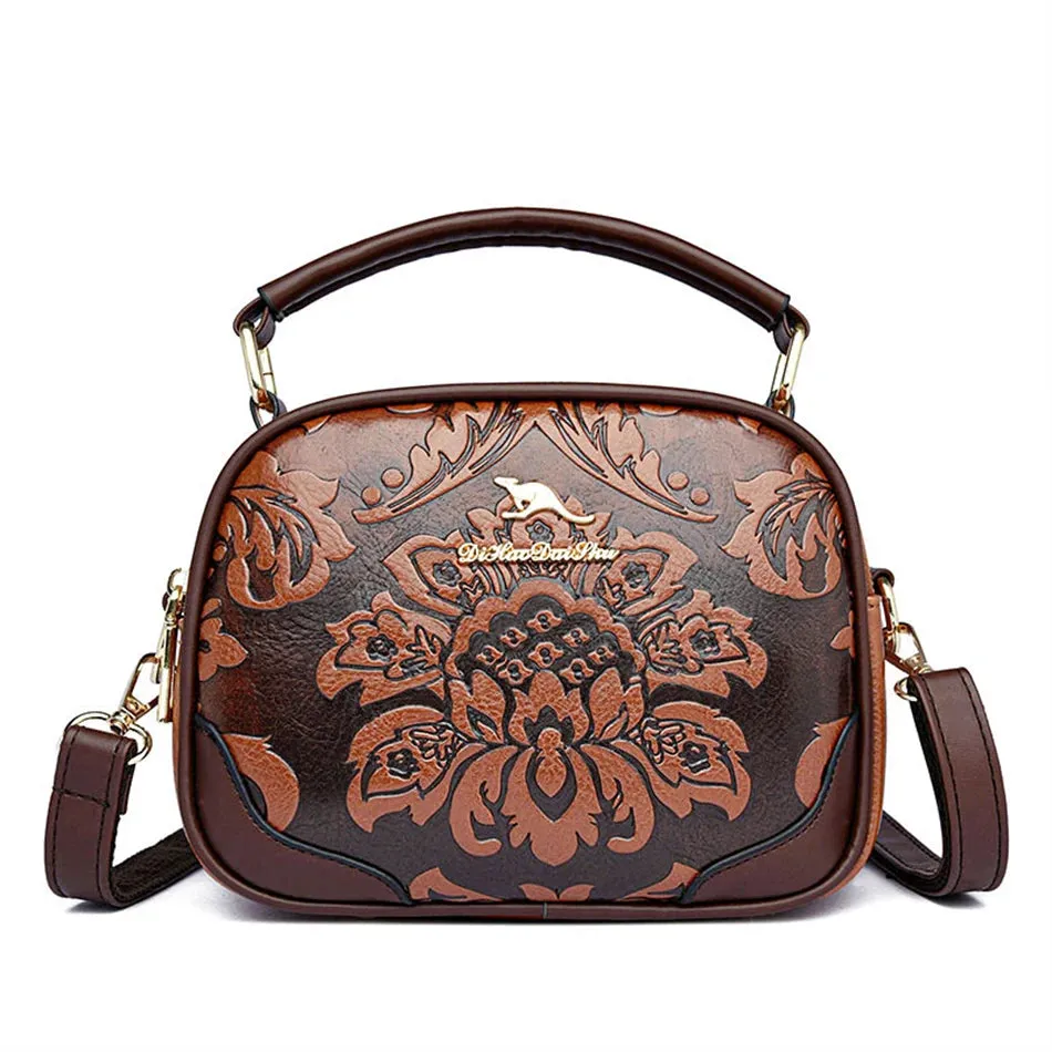 VANDERWAH Luxury Floral Print Crossbody Bag - Stylish PU Leather Handbag.