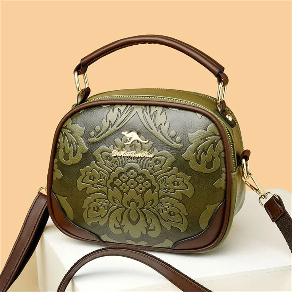 VANDERWAH Luxury Floral Print Crossbody Bag - Stylish PU Leather Handbag.