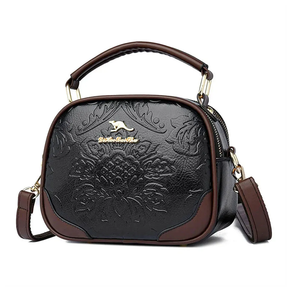 VANDERWAH Luxury Floral Print Crossbody Bag - Stylish PU Leather Handbag.