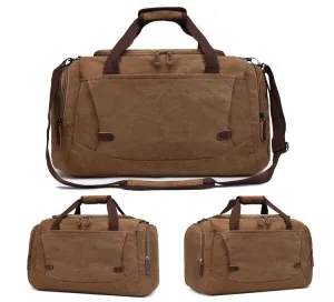 Vintage Canvas Large Capacity Travel Bag-Coffee