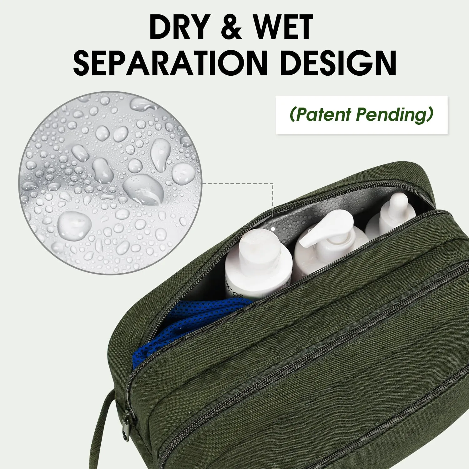 WANDF Hanging Dopp Kit Toiletry Bag with Wet Compartment  - WF5090