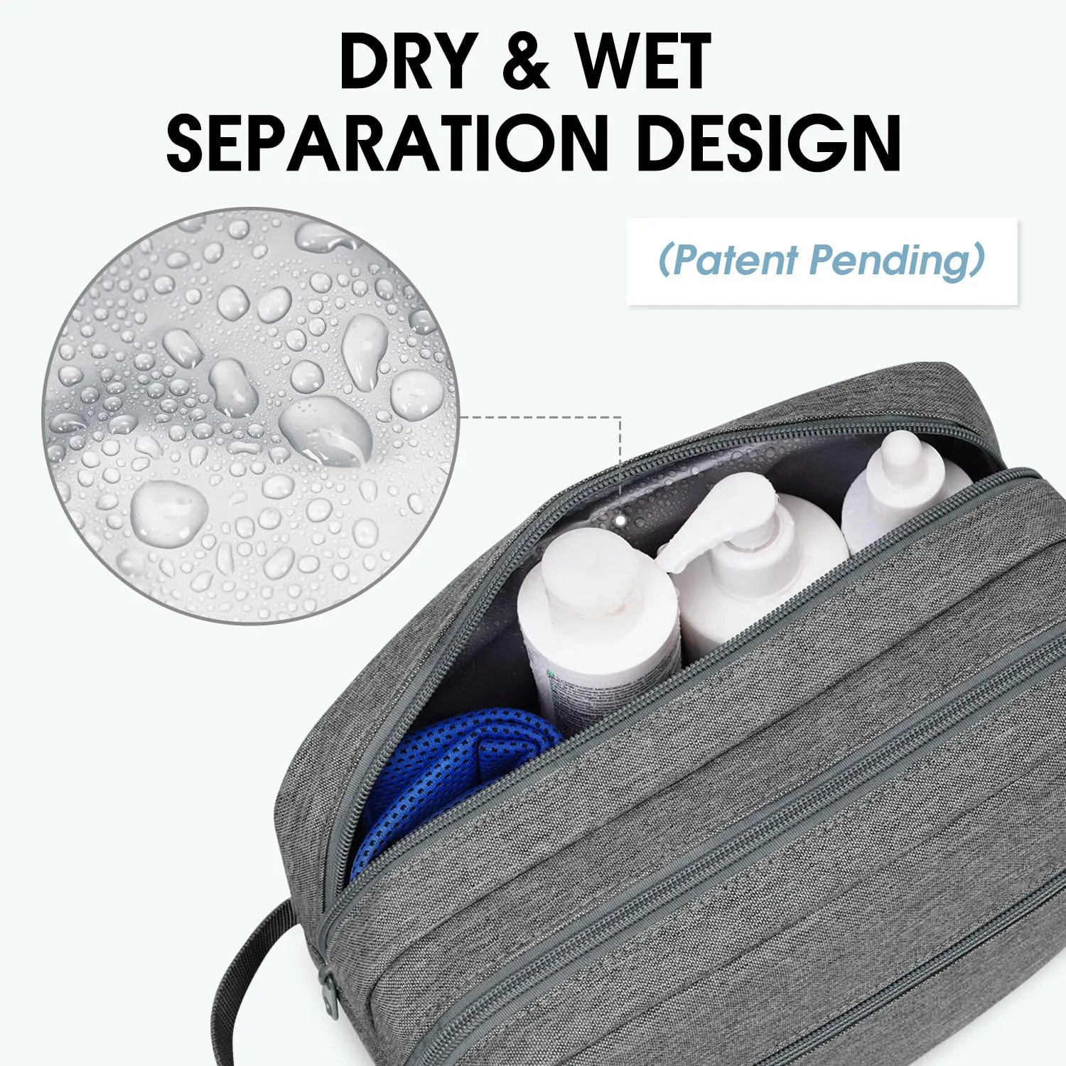 WANDF Hanging Dopp Kit Toiletry Bag with Wet Compartment  - WF5090