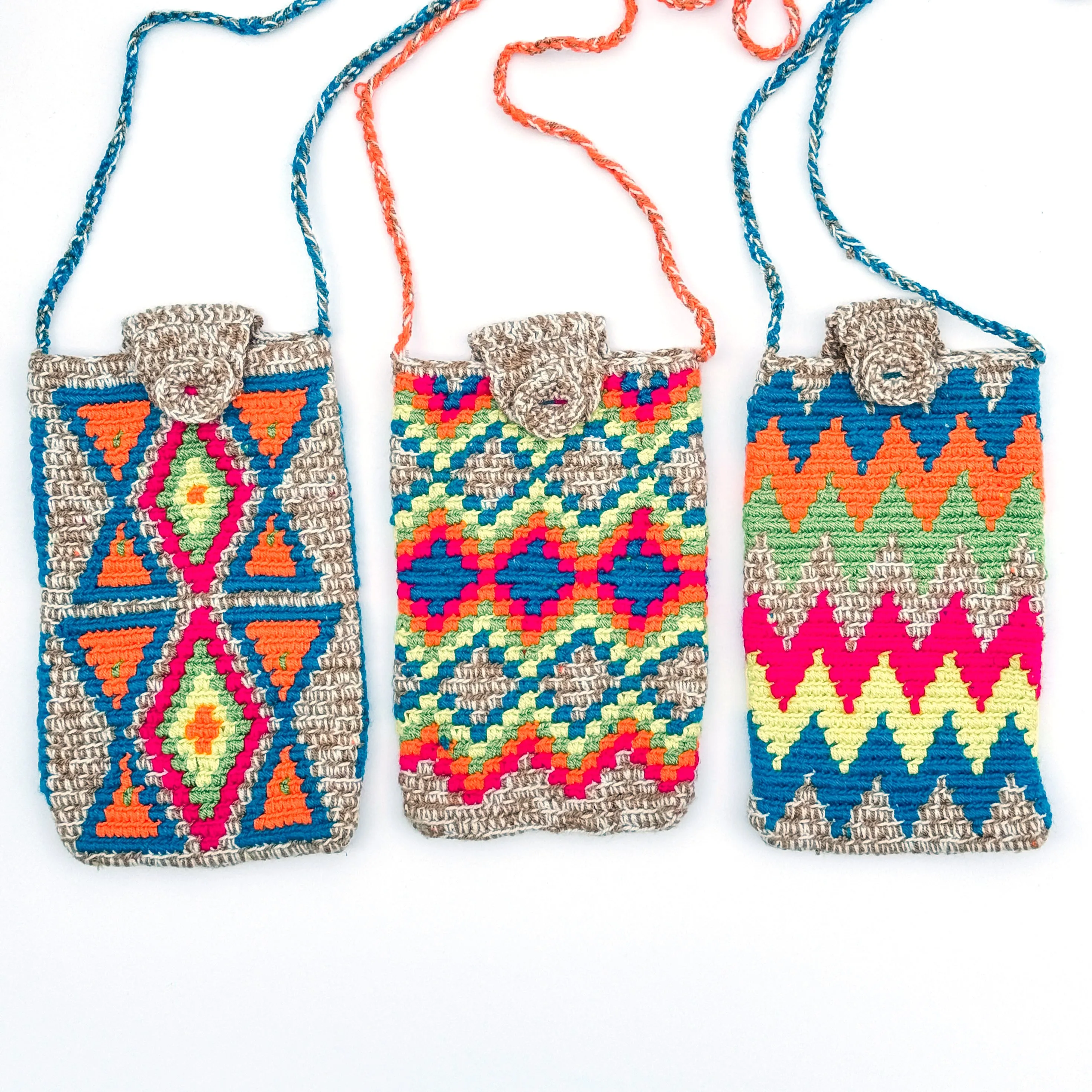 Wayuu Phone Sleeve with Knitted Long Cord