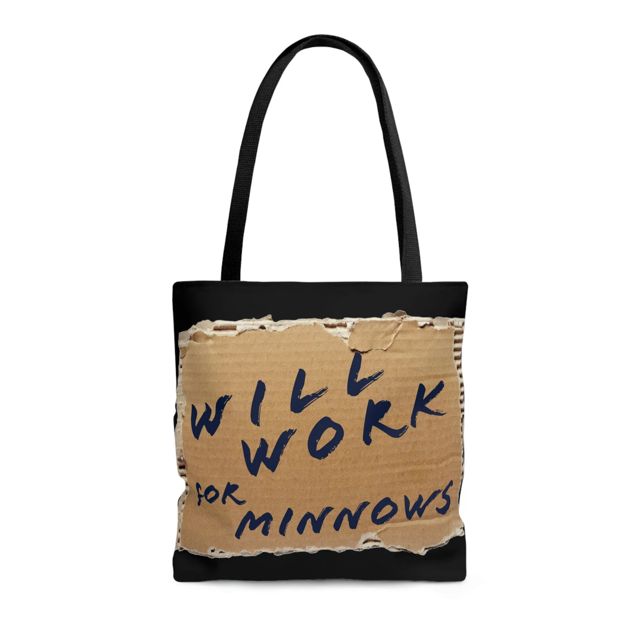 Will Work For Minnows - Fishing Theme -  Boat / Beach Bag -  AOP Tote Bag