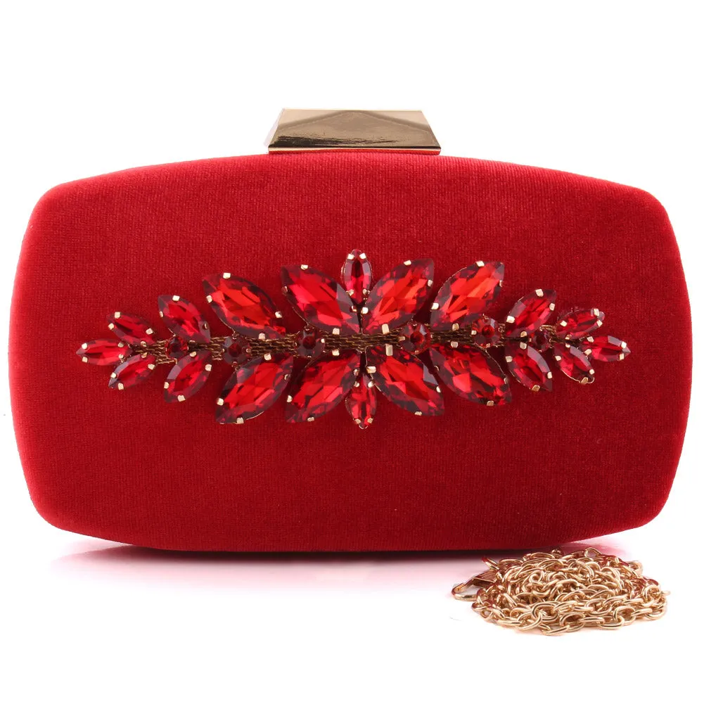 Women “DONNA” Evening Sparkling Carved Crystal Design Hand Clutch