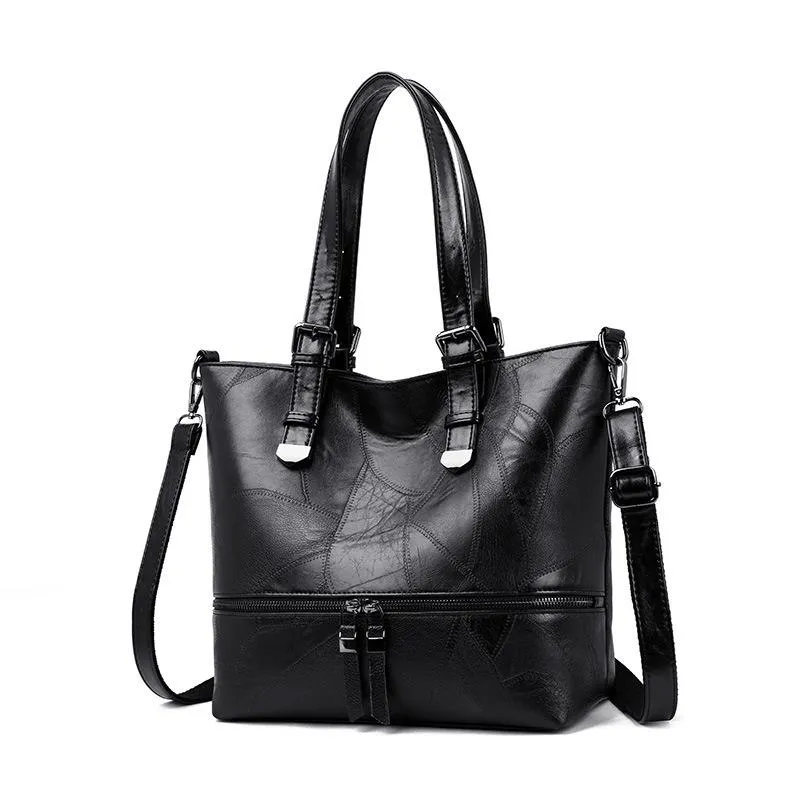 Women Elegant Vintage Faux Leather Large Capacity Handbag Tote Shoulder Bag