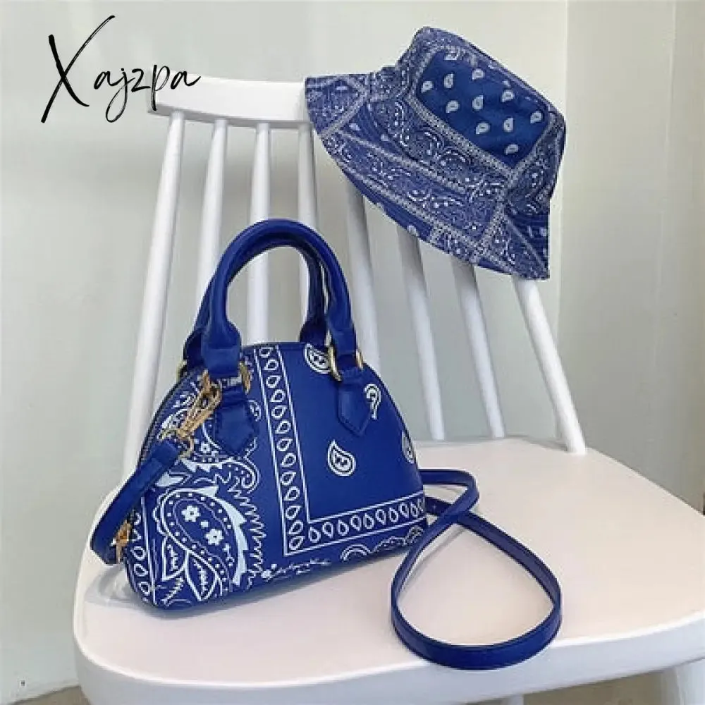 Xajzpa - New Fashion Bandana Crossbody Small Handbags for Women Ladies Cashew Flower Bucket Hats and  Purse Set