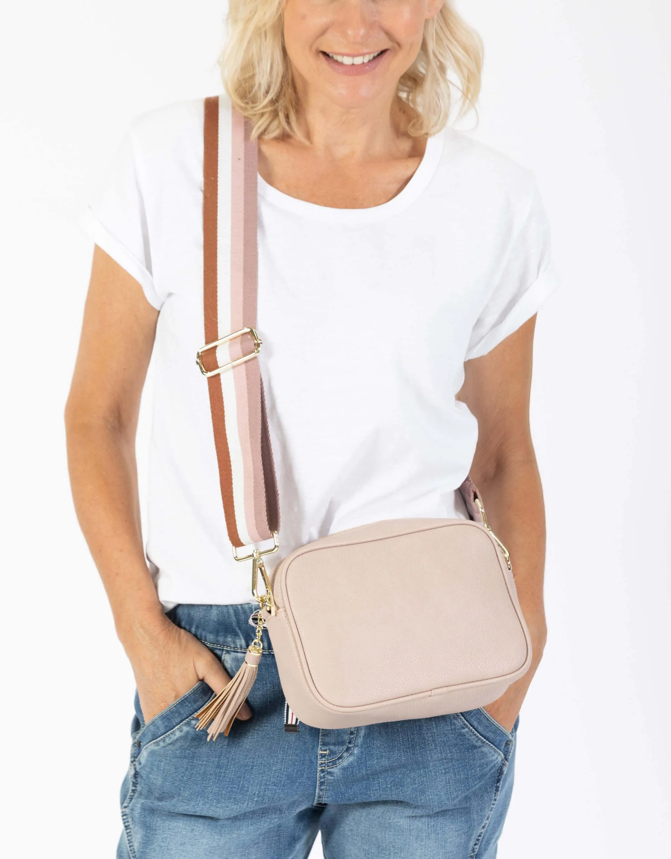 Zoe Crossbody Bag - Pink/Blush Stripe